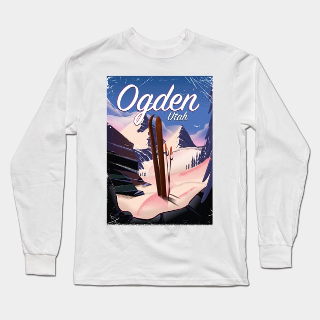 Ogden, Utah Ski poster Long Sleeve T-Shirt by nickemporium1